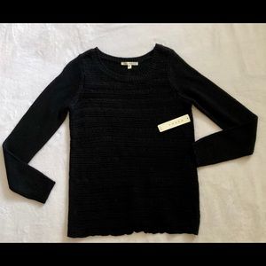 Cyrus NWT black cotton open weave sweater